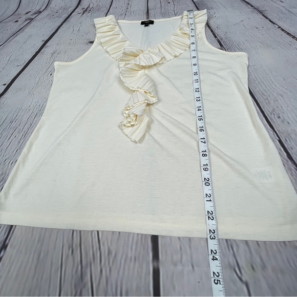 TALBOTS women's soft beige pleated ruffled neckline tank top, size L Petite - Picture 9 of 10